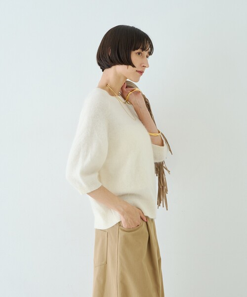 Rouge vif（ルージュヴィフ）の「カシミヤ混ウール半袖ニット（ニット/セーター・レディース・オフホワイト/レッド/グレー・フリー）」の16枚目の写真