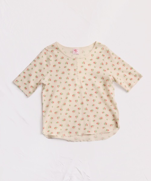 JEMORGAN(ジェーイーモーガン)の「ワッフルフラワー柄 ハーフスリーブヘンリーT(パック入)(Tシャツ/カットソー・レディース・ブラック/ネイビー/パープル/スカイブルー/ピンク・FREE)」の5枚目の写真
