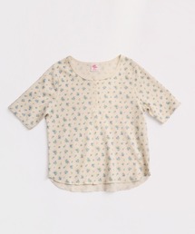 ワッフルフラワー柄 ハーフスリーブヘンリーT(パック入)