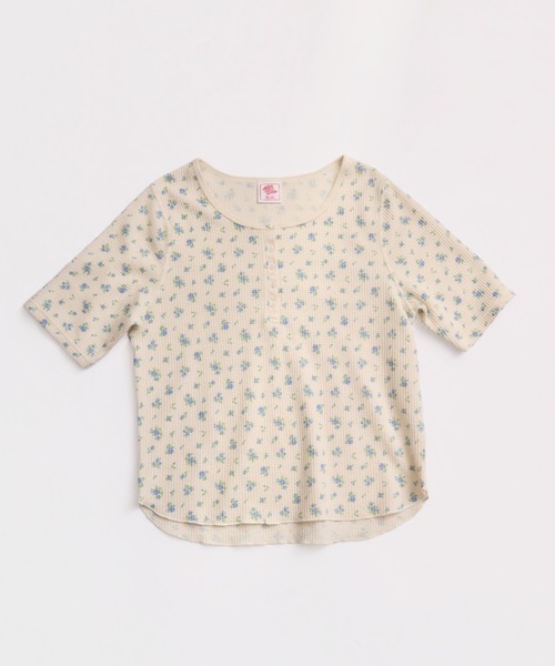 JEMORGAN(ジェーイーモーガン)の「ワッフルフラワー柄 ハーフスリーブヘンリーT(パック入)(Tシャツ/カットソー・レディース・ブラック/ネイビー/パープル/スカイブルー/ピンク・FREE)」の2枚目の写真