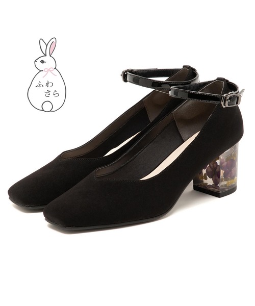 JELLY BEANS(ジェリービーンズ)の「【ふわさら】フラワークリアヒールストラップパンプス(204-65179)JELLY BEANS(ジェリービーンズ)(パンプス・レディース・グレー/キャメル/ブラック/ストライプ・22.5/23/23.5/24/24.5)」の8枚目の写真