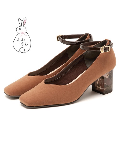 JELLY BEANS(ジェリービーンズ)の「【ふわさら】フラワークリアヒールストラップパンプス(204-65179)JELLY BEANS(ジェリービーンズ)(パンプス・レディース・グレー/キャメル/ブラック/ストライプ・22.5/23/23.5/24/24.5)」の10枚目の写真