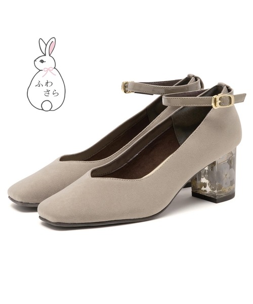JELLY BEANS(ジェリービーンズ)の「【ふわさら】フラワークリアヒールストラップパンプス(204-65179)JELLY BEANS(ジェリービーンズ)(パンプス・レディース・グレー/キャメル/ブラック/ストライプ・22.5/23/23.5/24/24.5)」の9枚目の写真