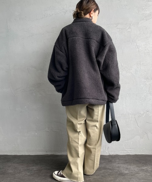 DANTON（ダントン）の「【WEB先行予約】[DANTON/ダントン] スタンドカラー ダブルフェイスボアフリースカーディガン(WEB限定)（ブルゾン・レディース・ベージュ/ブラック/チャコールグレー・L/M/S）」の21枚目の写真