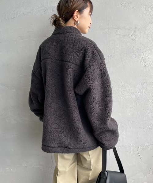 DANTON（ダントン）の「【WEB先行予約】[DANTON/ダントン] スタンドカラー ダブルフェイスボアフリースカーディガン(WEB限定)（ブルゾン・レディース・ベージュ/ブラック/チャコールグレー・L/M/S）」の18枚目の写真