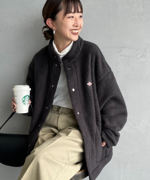 DANTON（ダントン）の「【WEB先行予約】[DANTON/ダントン] スタンドカラー ダブルフェイスボアフリースカーディガン(WEB限定)（ブルゾン・レディース・ベージュ/ブラック/チャコールグレー・L/M/S）」の14枚目の写真