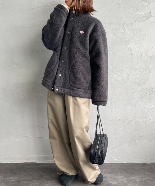 DANTON（ダントン）の「【WEB先行予約】[DANTON/ダントン] スタンドカラー ダブルフェイスボアフリースカーディガン(WEB限定)（ブルゾン・レディース・ベージュ/ブラック/チャコールグレー・L/M/S）」の6枚目の写真