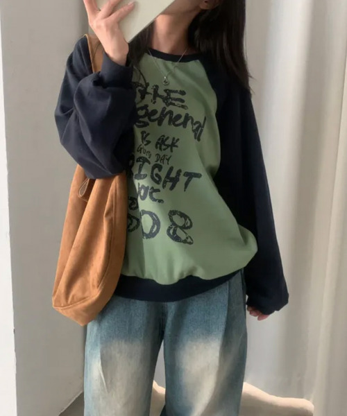 VIVID LADY(ビビッドレディー)の「ヴィンテージロゴ 配色ラグラン スウェットトップス(スウェット・レディース・ワイン/ブラウン/ネイビー/ブラック・FREE)」の18枚目の写真