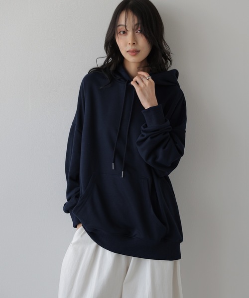 La-gemme（ラジェム）の「コットンライク ベーシックフーディー/パーカー/オーバーサイズ（パーカー・レディース・グレー/ネイビー/ベージュ/ブラック・フリー）」の11枚目の写真