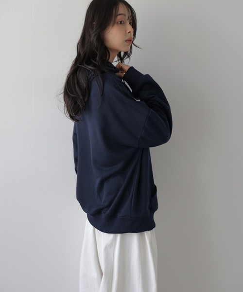 La-gemme（ラジェム）の「コットンライク ベーシックフーディー/パーカー/オーバーサイズ（パーカー・レディース・グレー/ネイビー/ベージュ/ブラック・フリー）」の12枚目の写真