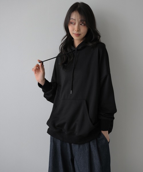 La-gemme（ラジェム）の「コットンライク ベーシックフーディー/パーカー/オーバーサイズ（パーカー・レディース・グレー/ネイビー/ベージュ/ブラック・フリー）」の14枚目の写真