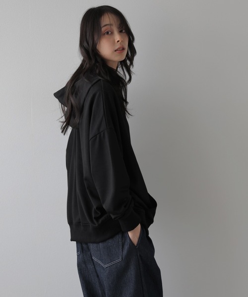 La-gemme（ラジェム）の「コットンライク ベーシックフーディー/パーカー/オーバーサイズ（パーカー・レディース・グレー/ネイビー/ベージュ/ブラック・フリー）」の15枚目の写真