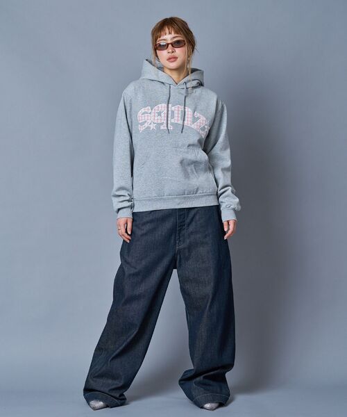 SEQUENZ(シークエンズ)の「※WEB限定 / チェック柄ワッペン / 短丈裏起毛ジップパーカー / sqnzgingham applique pk(パーカー・メンズ・ブラック/ブルー/ライトピンク/ブラウン・SMALL/MEDIUM/LARGE)」の8枚目の写真