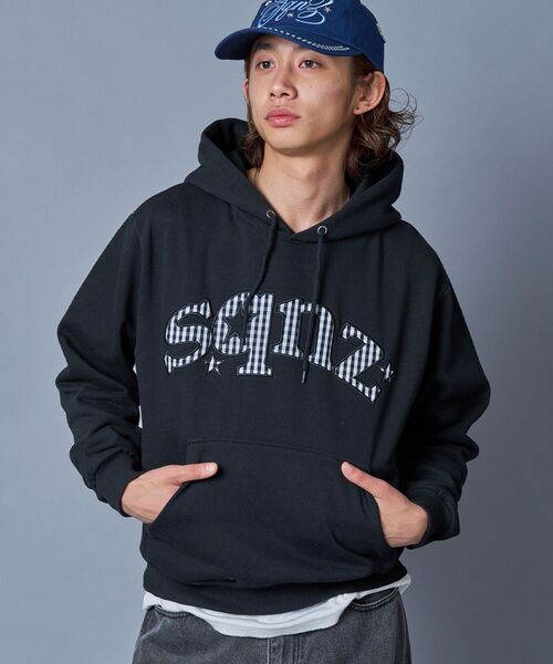 SEQUENZ(シークエンズ)の「※WEB限定 / チェック柄ワッペン / 短丈裏起毛ジップパーカー / sqnzgingham applique pk(パーカー・メンズ・ブラック/ブルー/ライトピンク/ブラウン・SMALL/MEDIUM/LARGE)」の19枚目の写真