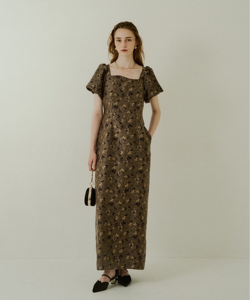 LE'RURE(リルアー)の「Silk jacquard dress(ドレス・レディース・ベージュ系/ダークネイビー・TALL/MEDIUM/SMALL)」の17枚目の写真