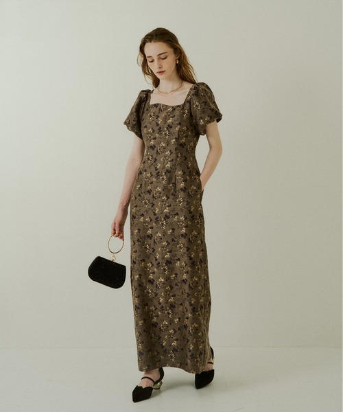 LE'RURE(リルアー)の「Silk jacquard dress(ドレス・レディース・ベージュ系/ダークネイビー・TALL/MEDIUM/SMALL)」の18枚目の写真