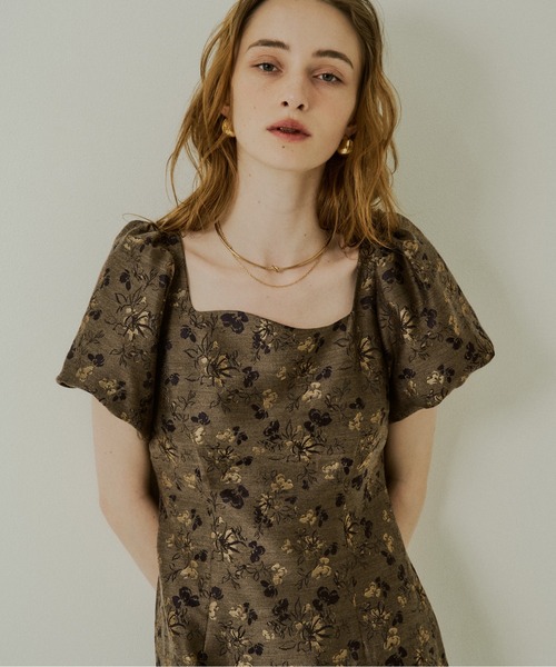 LE'RURE(リルアー)の「Silk jacquard dress(ドレス・レディース・ベージュ系/ダークネイビー・TALL/MEDIUM/SMALL)」の20枚目の写真