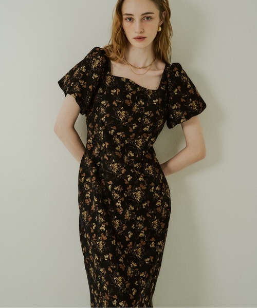 LE'RURE(リルアー)の「Silk jacquard dress(ドレス・レディース・ベージュ系/ダークネイビー・TALL/MEDIUM/SMALL)」の10枚目の写真