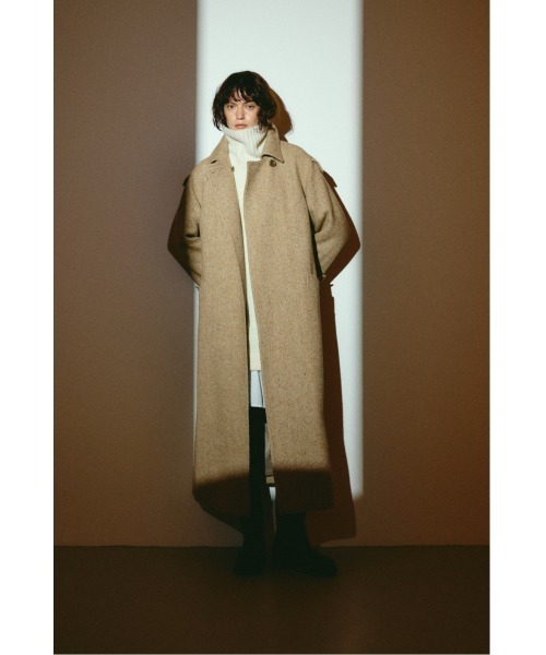 RIM.ARK(リムアーク)の「【26FW OUTER PRE ORDER】Herringbone over loose CT(ヘリンボーン オーバー ルーズ コート)(テーラードジャケット・レディース・ベージュ/ブラック・36/38)」の1枚目の写真