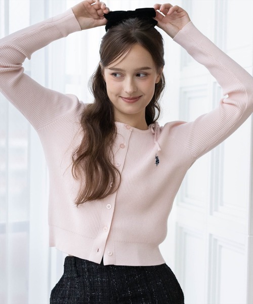 U.S. POLO ASSN.(ユーエスポロアッスン)の「【U.S. POLO ASSN.】clear 別注 肩リボンニットトップス(ニット/セーター・レディース・イエロー系その他/ピンク/アイボリー/ブラウン・F)」の4枚目の写真