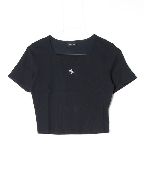 XEXYMIX(ゼクシィミックス)の「ゼクシィミックス ソフトリブクロップド丈半袖(Tシャツ/カットソー・レディース・ブラウン/ブラック・L/M)」の2枚目の写真