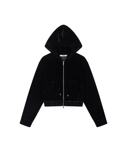 THEPORTA（ザ ポルタ）の「HOTFIX LOGO VELVET HOODIE ZIP-UP, BLACK（パーカー・レディース・その他・ONE SIZE）」の3枚目の写真