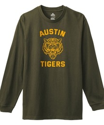 Ol' Basics(オール・ベーシックス) 長袖Tシャツ AUSTIN ロゴ タイガーイラスト プリント 袖リブ ロンT ロングTシャツ トップス カットソー レディース