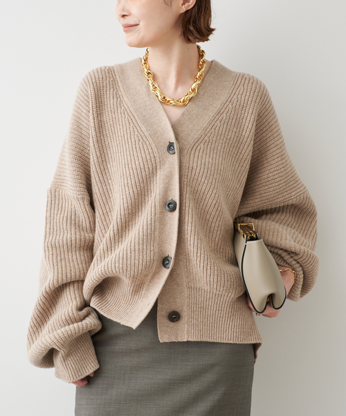 Deuxieme Classe(ドゥーズィエムクラス)の「【LA PISCINE/ラ ピシーヌ】KNIT CARDI(カーディガン/ボレロ・レディース・チャコールグレー/ベージュ・FREE)」の2枚目の写真