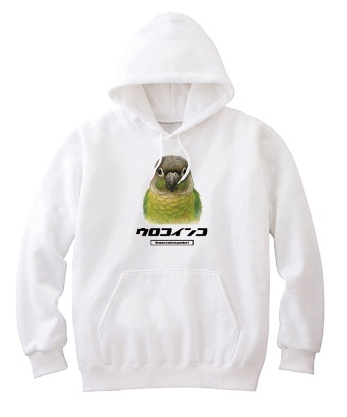 Moftique(モフティック)の「Moftique(モフティック) プルパーカー スウェット 裏毛 ウロコインコ 鳥 ペット アニマル プリント トップス メンズ ユニセックス(パーカー・メンズ・ホワイト/ヘザーグレー/ブラック・XL/L/M)」の1枚目の写真