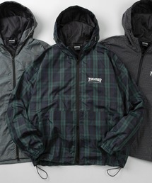 【70】【THRASHER/スラッシャー】チェック柄 マウンテンパーカー/ウインドブレーカー/ブルゾン/ジャケット/ライトアウター/フーディー/オーバーサイズ/スケーター/ロゴ刺繍/ユニセックス/レディース/メンズ