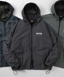 【70】【THRASHER/スラッシャー】チェック柄 マウンテンパーカー/ウインドブレーカー/ブルゾン/ジャケット/ライトアウター/フーディー/オーバーサイズ/スケーター/ロゴ刺繍/ユニセックス/レディース/メンズ