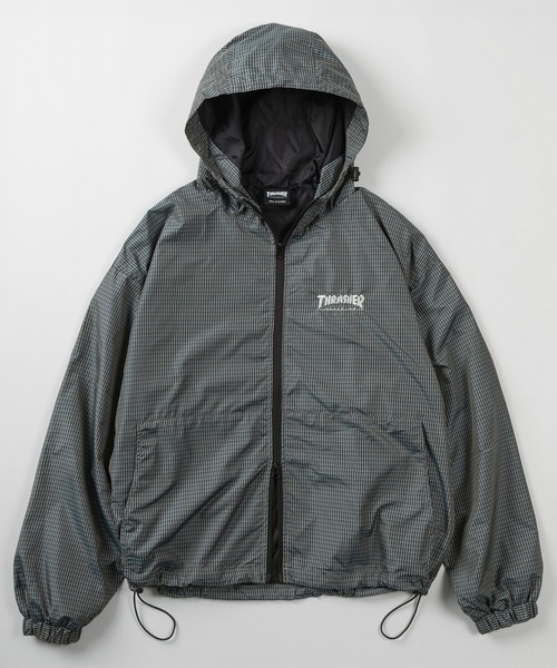 THRASHER(スラッシャー)の「【70】【THRASHER/スラッシャー】チェック柄 マウンテンパーカー/ウインドブレーカー/ブルゾン/ジャケット/ライトアウター/フーディー/オーバーサイズ/スケーター/ロゴ刺繍/ユニセックス/レディース/メンズ(ナイロンジャケット・レディース・ブルー/グリーン/ブラック・L/XL/M)」の6枚目の写真