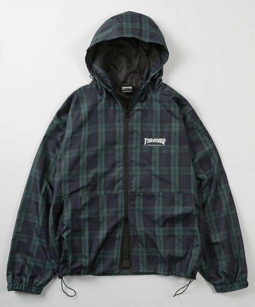 THRASHER(スラッシャー)の「【70】【THRASHER/スラッシャー】チェック柄 マウンテンパーカー/ウインドブレーカー/ブルゾン/ジャケット/ライトアウター/フーディー/オーバーサイズ/スケーター/ロゴ刺繍/ユニセックス/レディース/メンズ(ナイロンジャケット・レディース・ブルー/グリーン/ブラック・L/XL/M)」の8枚目の写真