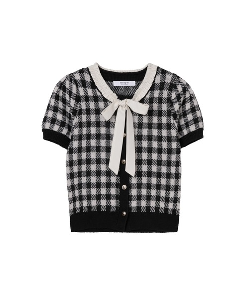 Her lip to(ハーリップトゥー)の「Lucine Ribbon Cardigan(カーディガン/ボレロ・レディース・ブラック×ホワイト・S/M)」の9枚目の写真