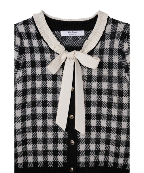 Her lip to(ハーリップトゥー)の「Lucine Ribbon Cardigan(カーディガン/ボレロ・レディース・ブラック×ホワイト・S/M)」の10枚目の写真
