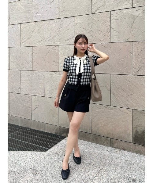 Her lip to(ハーリップトゥー)の「Lucine Ribbon Cardigan(カーディガン/ボレロ・レディース・ブラック×ホワイト・S/M)」の5枚目の写真