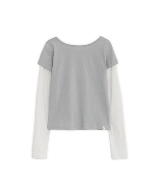 OHESHIO(オヘシオ)の「FLORAL LABEL レイヤードTシャツ(グレー)(Tシャツ/カットソー・レディース・その他・FREE)」の7枚目の写真