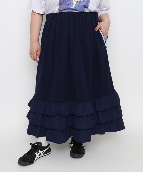 PUNYUS(プニュズ)の「【NEW SIZE】フリルティアードジャージロングスカート(スカート・レディース・レッド/ネイビー/ブラック・5/3/4/2/1)」の15枚目の写真