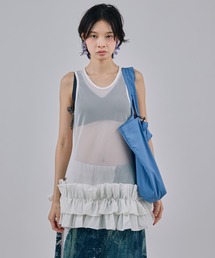 FRILL MESH TANK-TOP
