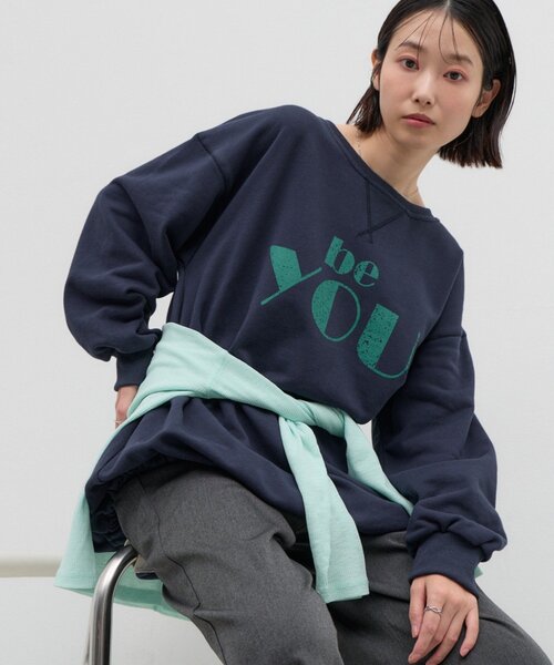 CIAOPANIC TYPY(チャオパニックティピー)の「∴かすれロゴバルーンチュニックスウェット(スウェット・レディース・ネイビー/グレー/オフホワイト・ONE SIZE)」の3枚目の写真