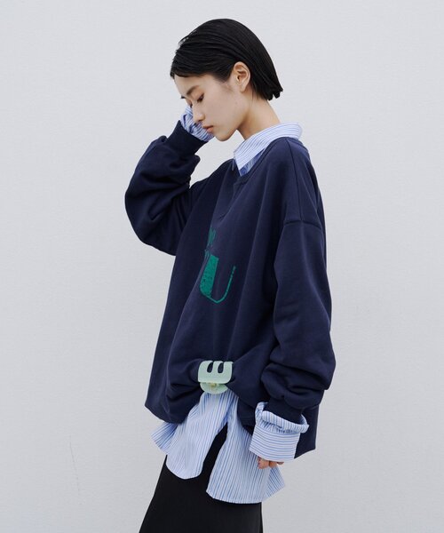 CIAOPANIC TYPY(チャオパニックティピー)の「∴かすれロゴバルーンチュニックスウェット(スウェット・レディース・ネイビー/グレー/オフホワイト・ONE SIZE)」の16枚目の写真