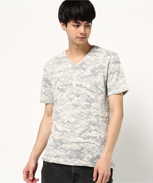 VENCEEXCHANGE（ヴァンスエクスチェンジ）の「スラブ迷彩ジャガードTシャツ（Tシャツ/カットソー・メンズ・グレー/ネイビー・SMALL/LARGE/MEDIUM）」の8枚目の写真