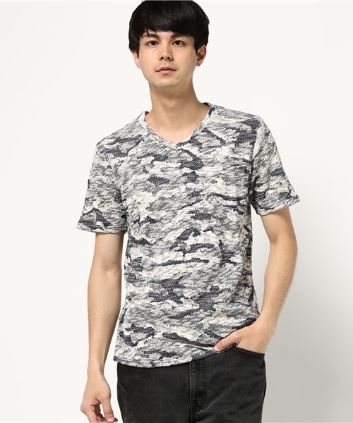 VENCEEXCHANGE（ヴァンスエクスチェンジ）の「スラブ迷彩ジャガードTシャツ（Tシャツ/カットソー・メンズ・グレー/ネイビー・SMALL/LARGE/MEDIUM）」の9枚目の写真
