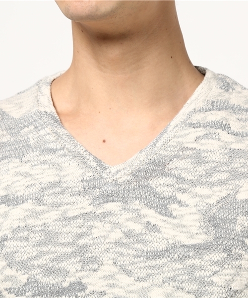 VENCEEXCHANGE（ヴァンスエクスチェンジ）の「スラブ迷彩ジャガードTシャツ（Tシャツ/カットソー・メンズ・グレー/ネイビー・SMALL/LARGE/MEDIUM）」の5枚目の写真