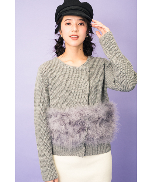 DOLLUPOOPS(ドールアップウップス)の「<doll up oops> ターキーフェザー ジャケット(その他アウター・レディース・ブラック/グレー・38)」の2枚目の写真