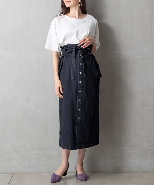 SweetMommy（スウィートマミー）の「【ZOZO限定】サスペンダー付き 2WAYロングデニムスカート（マタニティウェア/グッズ・レディース・カーキ/ネイビー/ストライプ/ダークネイビー・FREE）」の12枚目の写真