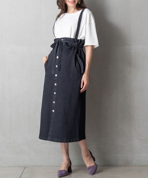 SweetMommy（スウィートマミー）の「【ZOZO限定】サスペンダー付き 2WAYロングデニムスカート（マタニティウェア/グッズ・レディース・カーキ/ネイビー/ストライプ/ダークネイビー・FREE）」の16枚目の写真