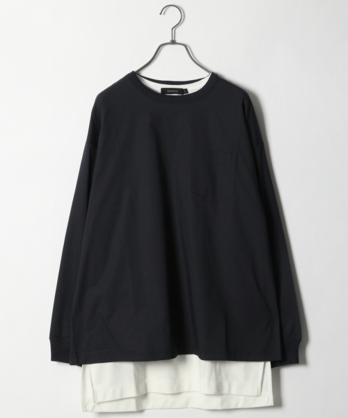 RAGEBLUE(レイジブルー)の「フハク切り替えプルオーバー/747554(Tシャツ/カットソー・メンズ・ブラック/ホワイト/ネイビー・MEDIUM/LARGE/SMALL)」の1枚目の写真