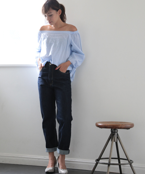 Denime（ドゥニーム）の「袖リボンオフショルブラウス（シャツ/ブラウス・レディース・ブルー系その他4/イエロー系その他5/カーキ/ホワイト・FREE）」の4枚目の写真