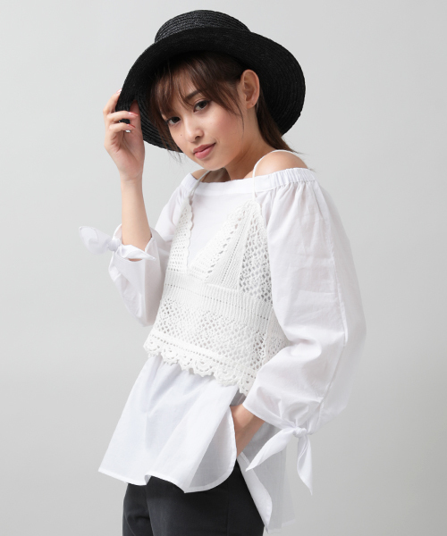 Denime（ドゥニーム）の「袖リボンオフショルブラウス（シャツ/ブラウス・レディース・ブルー系その他4/イエロー系その他5/カーキ/ホワイト・FREE）」の14枚目の写真